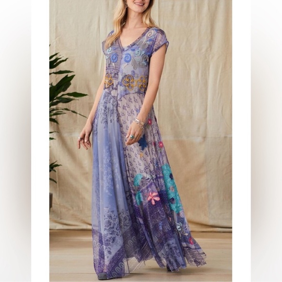 Johnny Was Biya Allegra mesh overlay dress NWOT. No slip. Size M - Picture 9 of 10